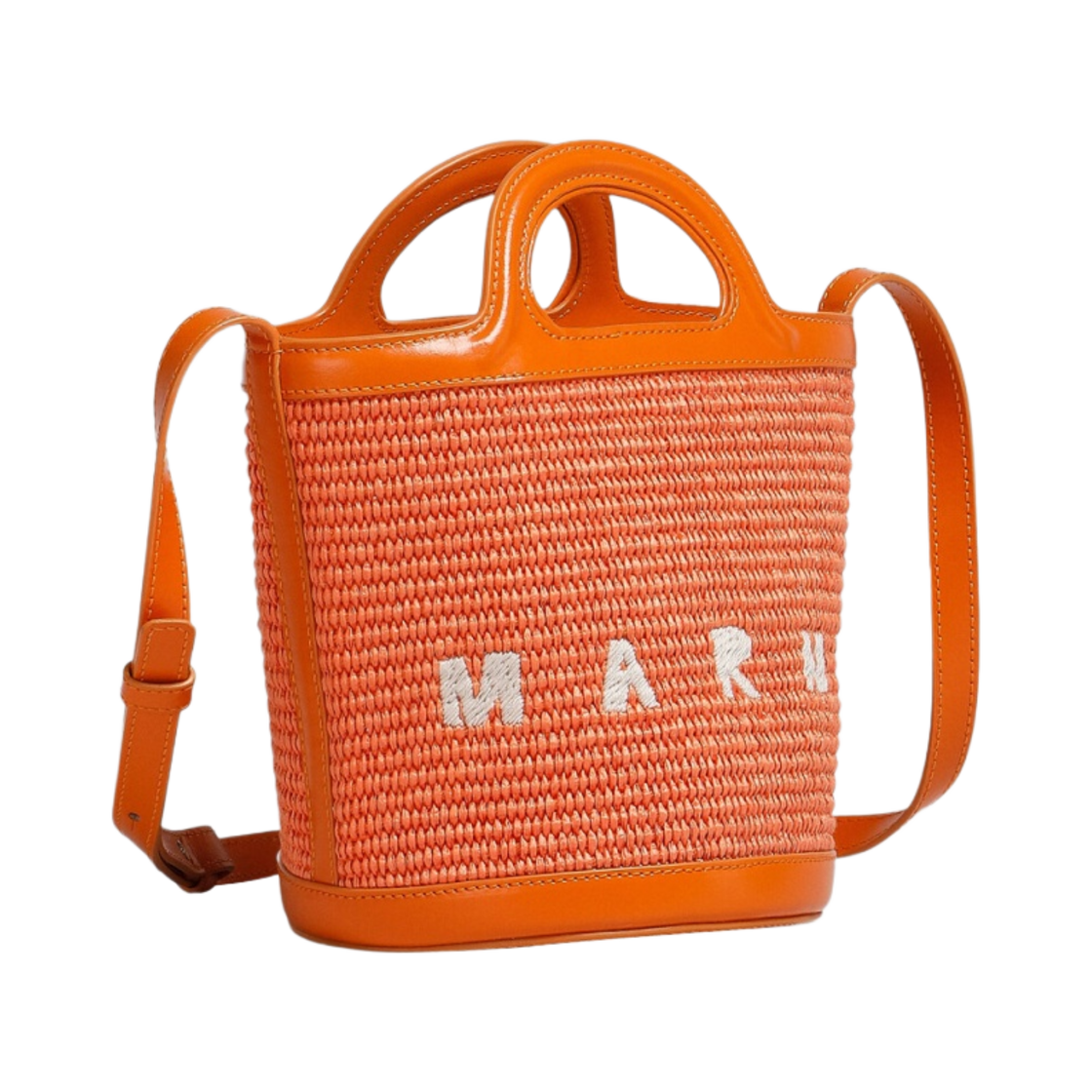 마르니 레더 & 라피아 트로피칼리아 스몰 버킷백 캐롯(Marni Leather & Raffia Tropicalia Small Bucket Bag Carrot) - 2