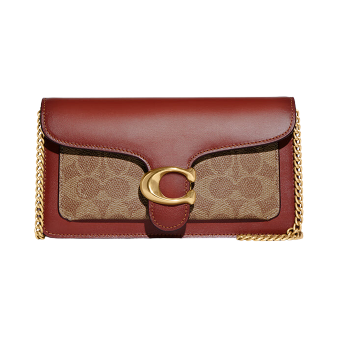 CE774-B4NQ4 Coach Tabby Chain Clutch in Signature Canvas Tan Rust