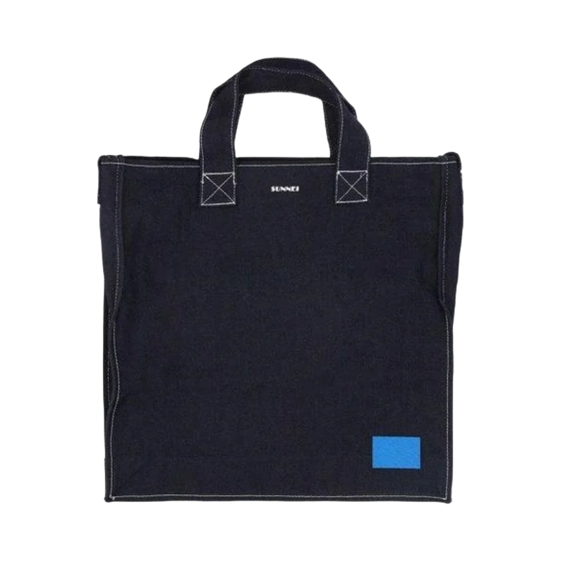 SN2PXX01AP-TF057-S14 Sunnei Logo Printed Denim Tote bag Navy
