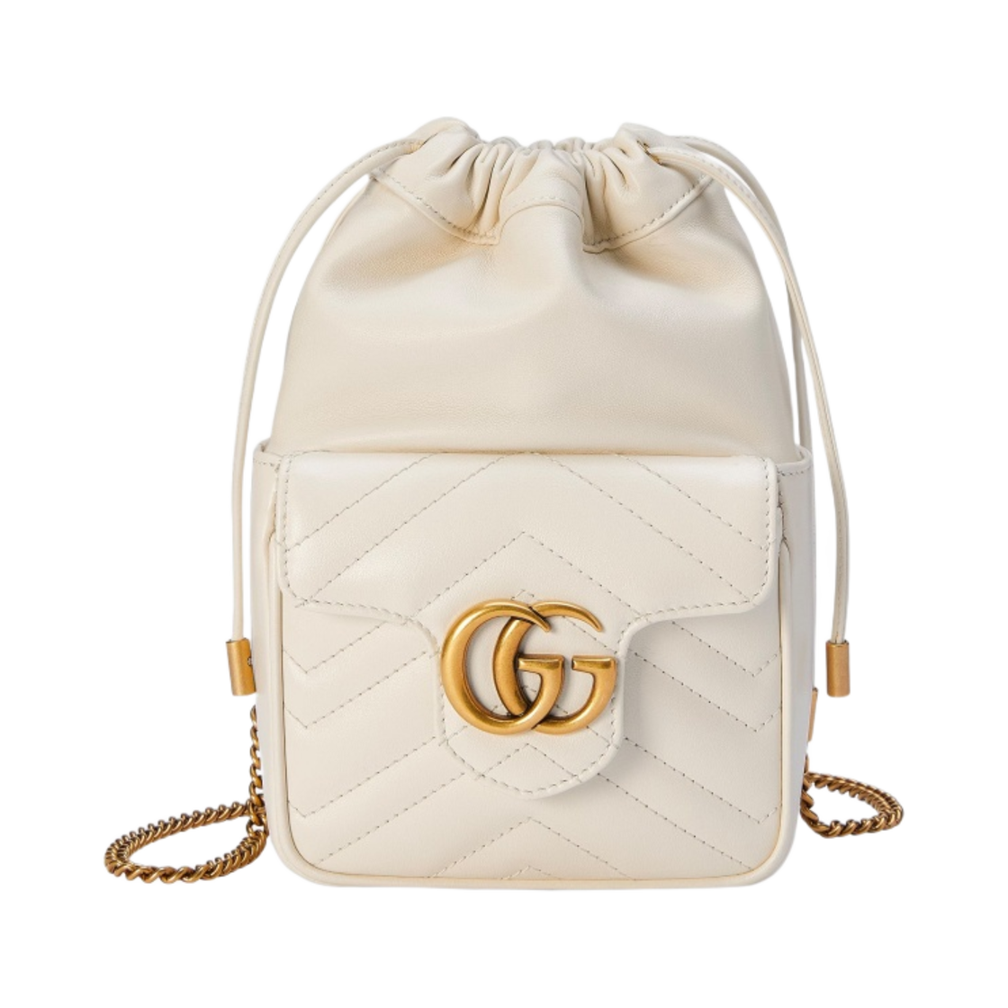 구찌 GG 마몽 미니 미니백 화이트 레더(Gucci GG Marmont Mini Bucket Bag White Leather) - 1