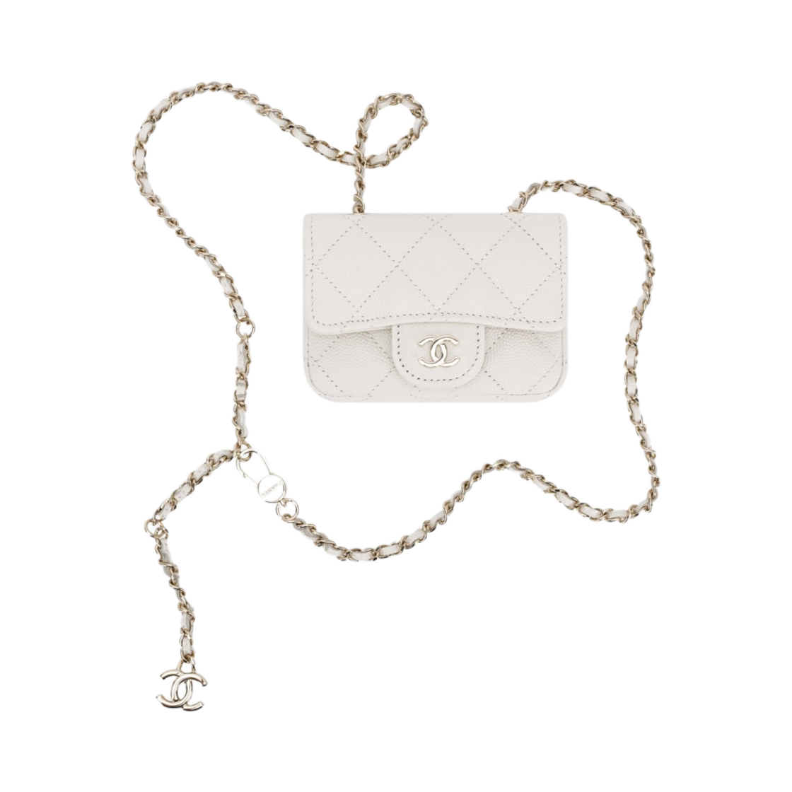 AP1952-Y33352-10601 Chanel Classic Belt Bag Grained Calfskin & Gold White - #3