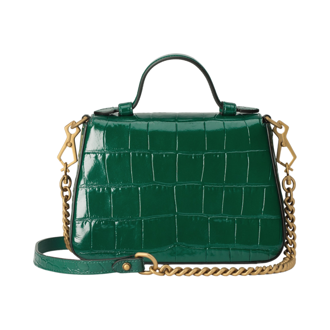 구찌 GG 마몽 크로커다일 미니 탑 핸들 백 그린(Gucci GG Marmont Crocodile Mini Top Handle Bag Green) - 3