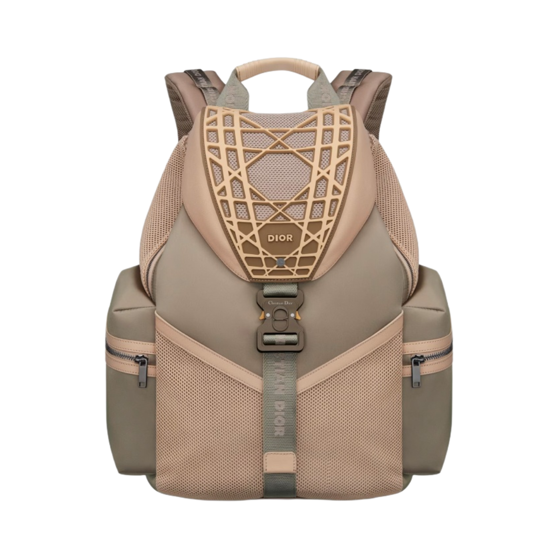 디올 코브라 백팩 베이지 스무스 카프스킨 업사이클 나일론 워프드 까나쥬 모티프 러버(Dior Cobra Backpack Beige Smooth Calfskin Upcycled Nylon Warped Cannage Motif Rubber) - 1