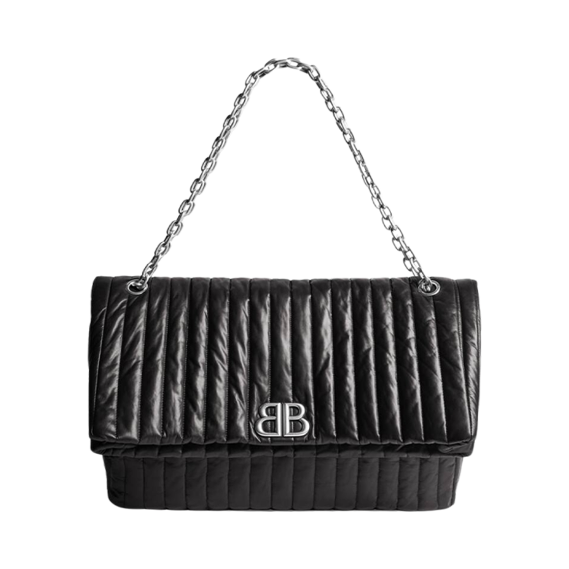 발렌시아가 모나코 라지 체인 백 퀼티드 블랙