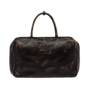 Miu Miu Nappa Leather Top Handle Bag Sand Coffee