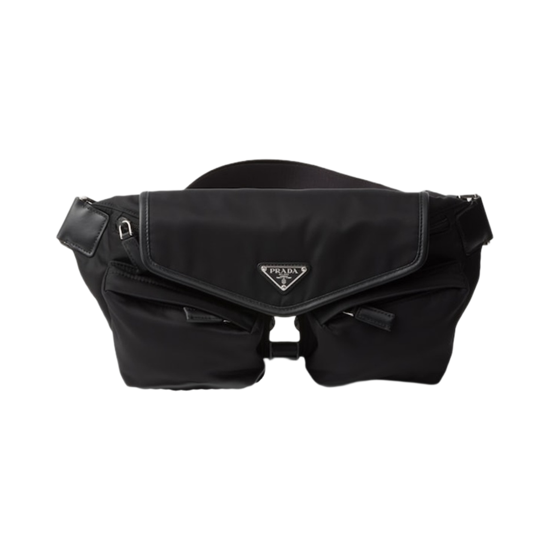 2VH174-2DW3-F0002 Prada Re-Nylon Leather Shoulder Bag Black