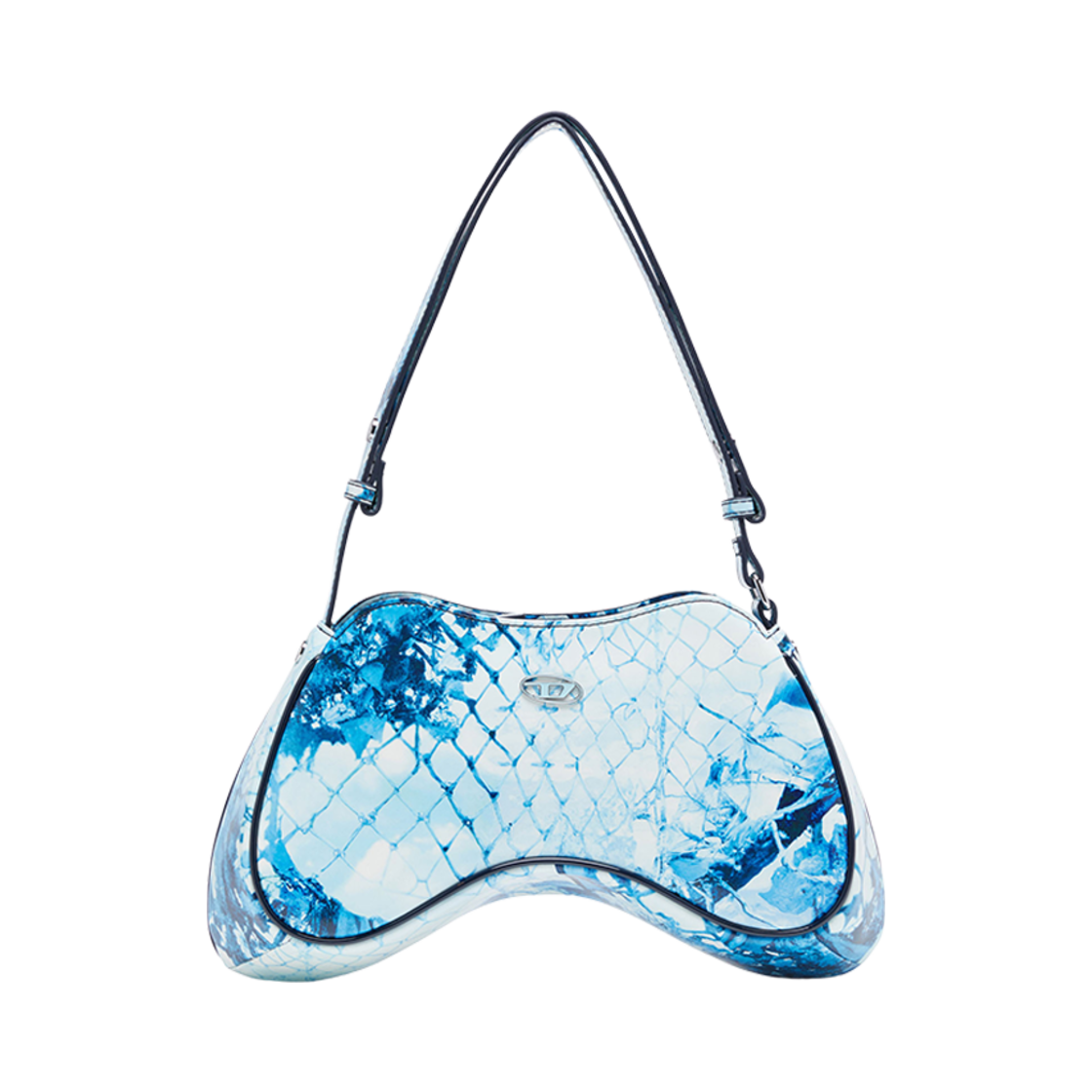X09100P6019-T6042 Diesel Play-Shoulder Play Shoulder Shoulder Bag In Printed Glossy PU Azure