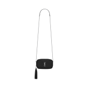 Saint Laurent Lou Mini Bag in Grain de Poudre Embossed Quilted Leather Black Silver