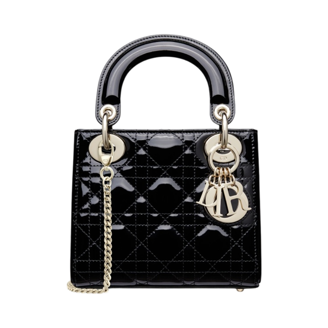 디올 미니 레이디백 페이턴트 까나쥬 카프스킨 블랙(Dior Mini Lady Bag Patent Cannage Calfskin Black)