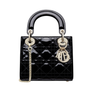 Dior Mini Lady Bag Patent Cannage Calfskin Black