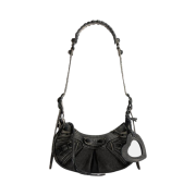 Balenciaga Le Cagole XS Shoulder Bag Denim with Rhinestones Black