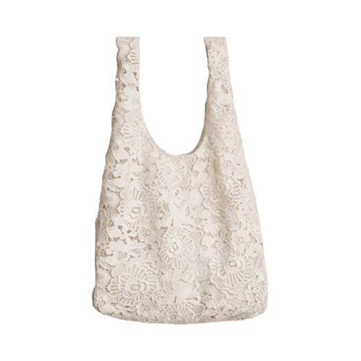 H&M x Magda Butrym Floral Applique Lace Shopper Bag Cream