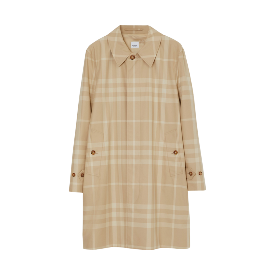 버버리 체크 코튼 개버딘 카 코트 소프트 펀(Burberry Check Cotton Gabardine Car Coat Soft Fawn) - 1