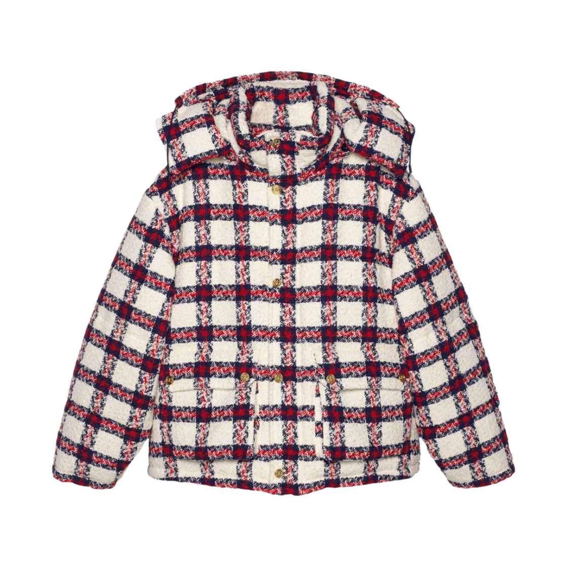 (W) 구찌 트위드 체크 프린트 패딩 자켓 화이트((W) Gucci Tweed Check Print Padded Jacket White) - 1