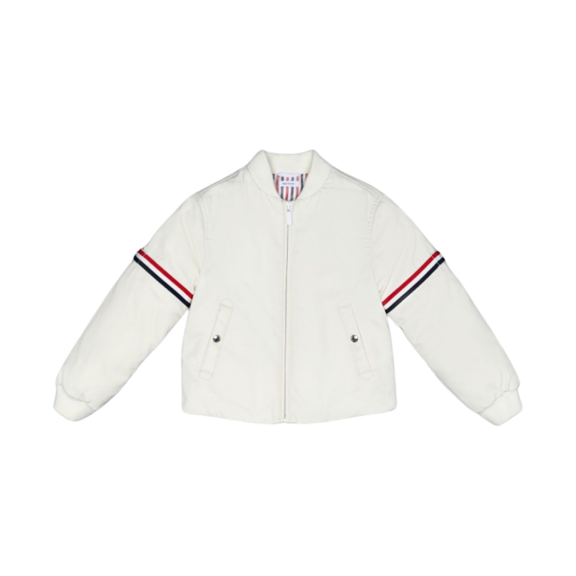 (키즈) 톰브라운 나일론 테크 다운 필 봄버 자켓 오프 화이트((Kids) Thom Browne Nylon Tech Down Fill Bomber Jacket Off White)