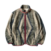 Kapital Thunder Mother Pattern Fleece Zip Blouson Grey Beige