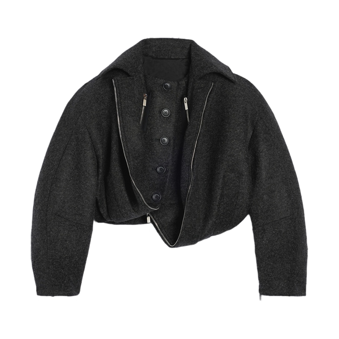 (W) 자크뮈스 르 망토 펠트로 레이어드 버블 자켓 다크 그레이((W) Jacquemus Le Manteau Feltro Layered Bubble Jacket Dark Grey) - 1