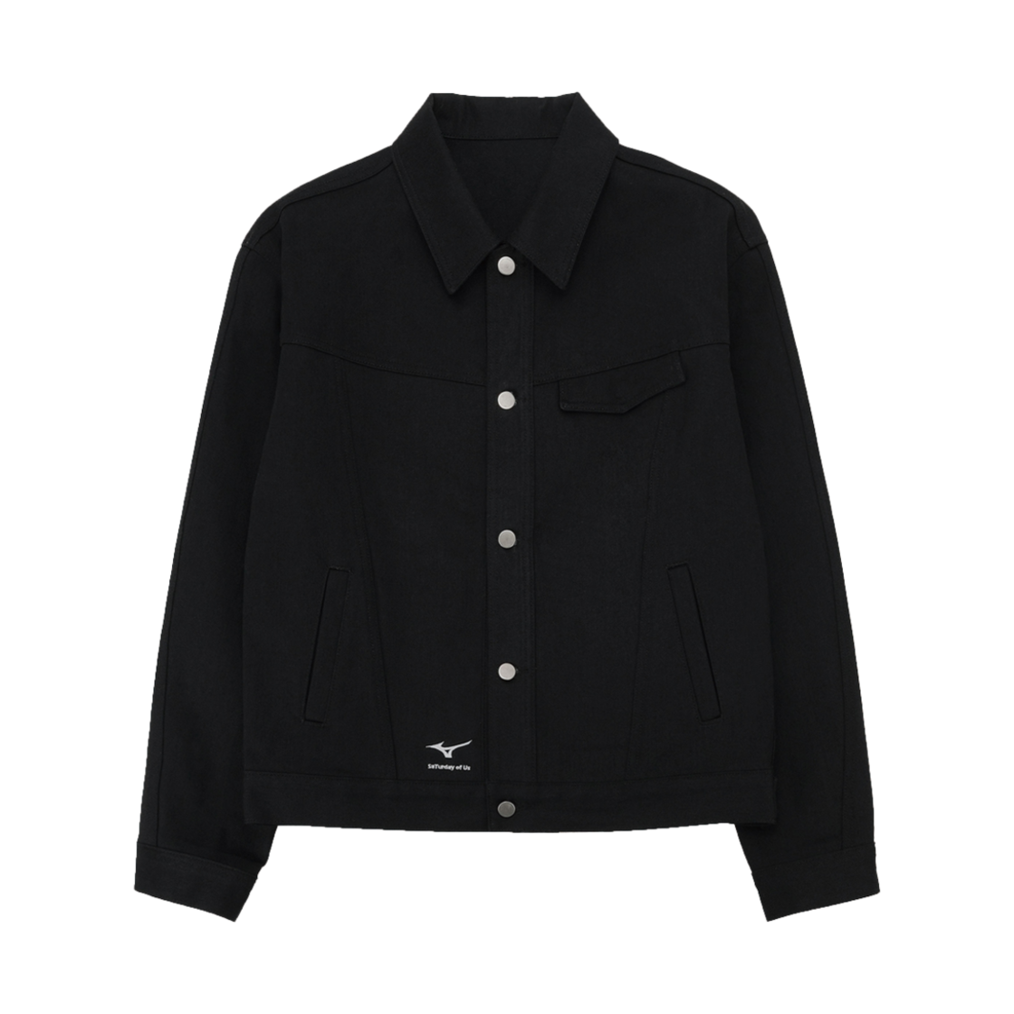 에스티유 X 미즈노 로고 엠브로더리 데님 자켓 블랙