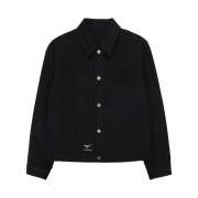STU X MIZUNO Logo Embroidery Denim Jacket Black