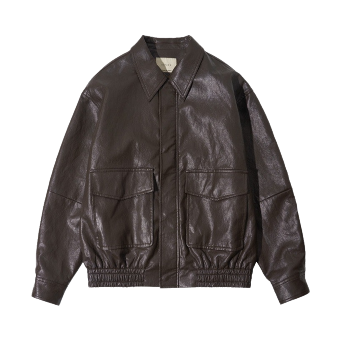 [예약 배송] 시야쥬 SIOT4079 페이크 레더 봄버 자켓 브라운