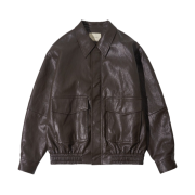 [예약 배송] Siyazu SIOT4079 Fake Leather Bomber Jacket Brown
