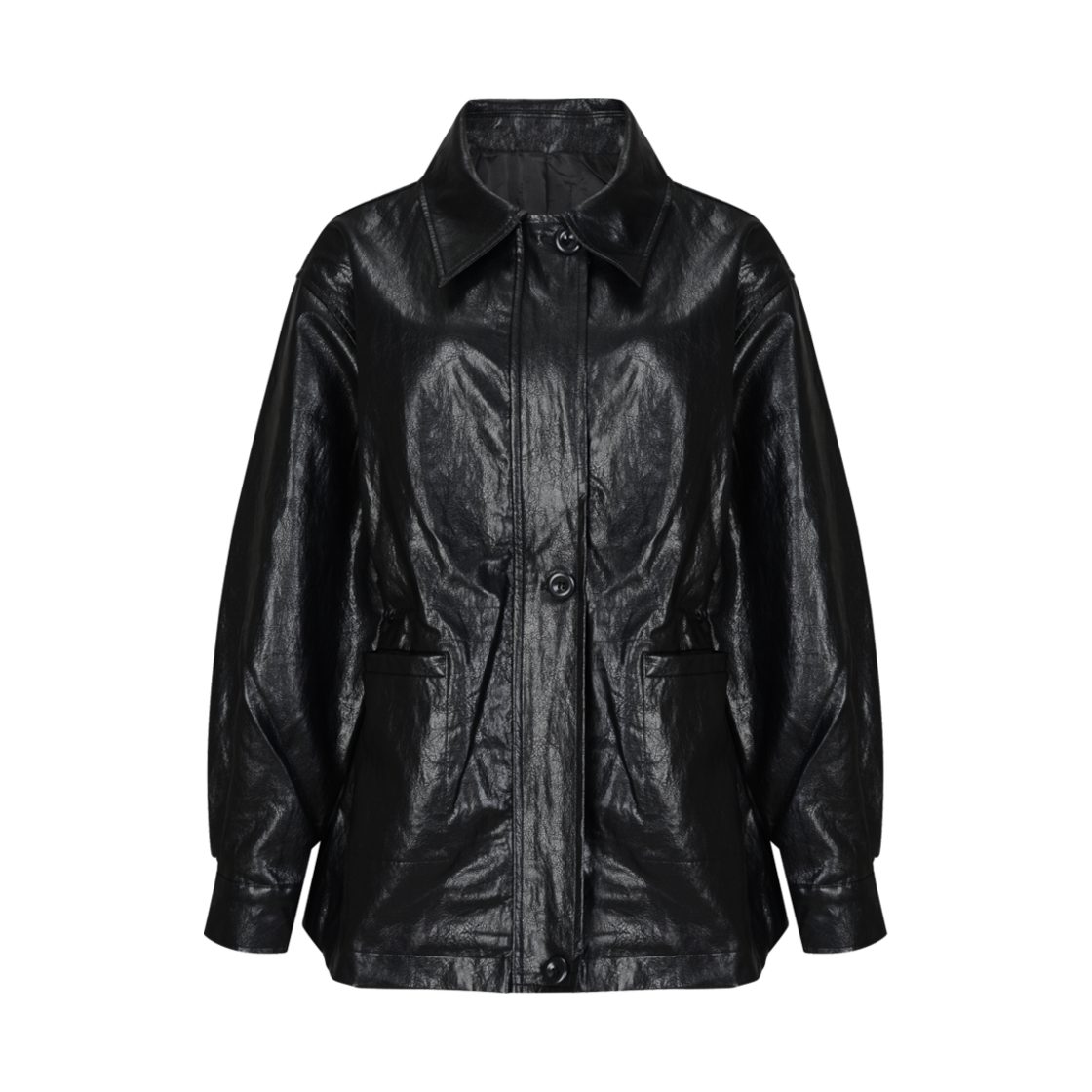 lr24fw16 Leterie Half String Leather Jacket Black