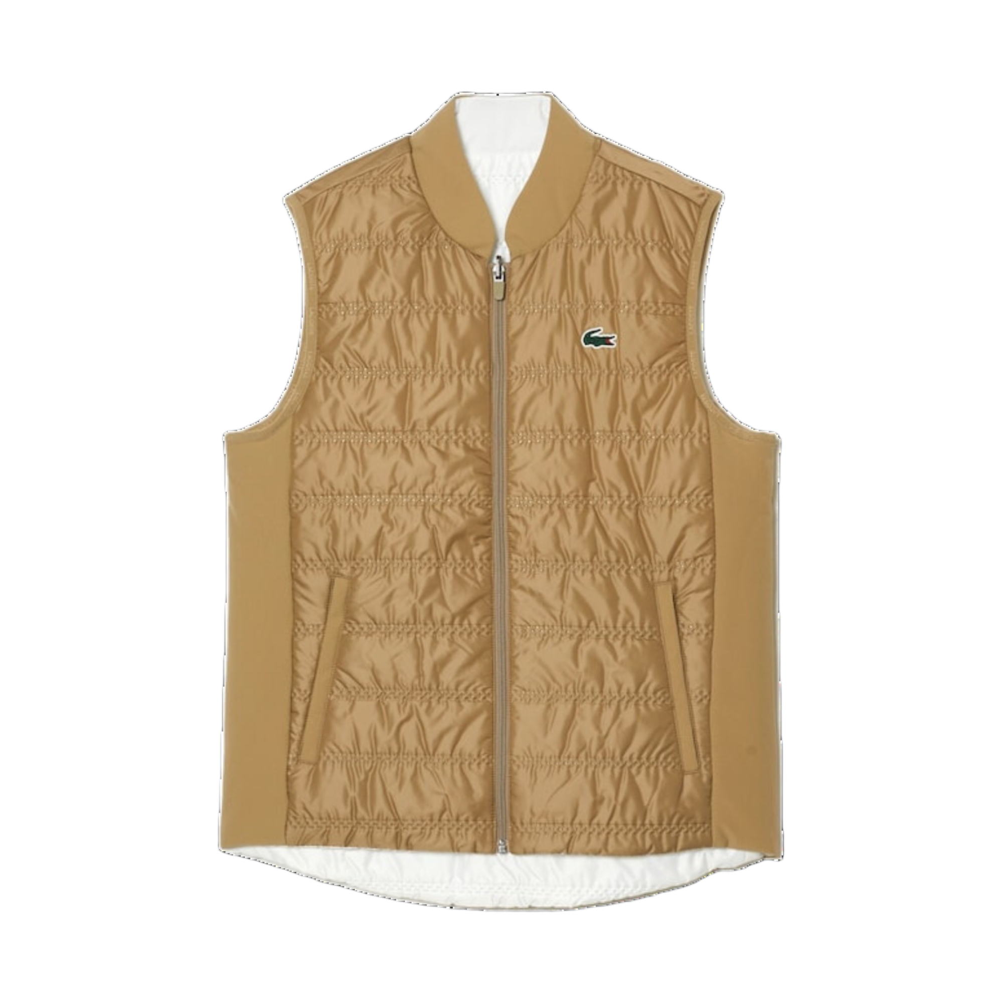 (W) 라코스테 리버시블 방수 베스트 베이지 화이트((W) Lacoste Reversible Water-Resistant Vest Beige White) - 1