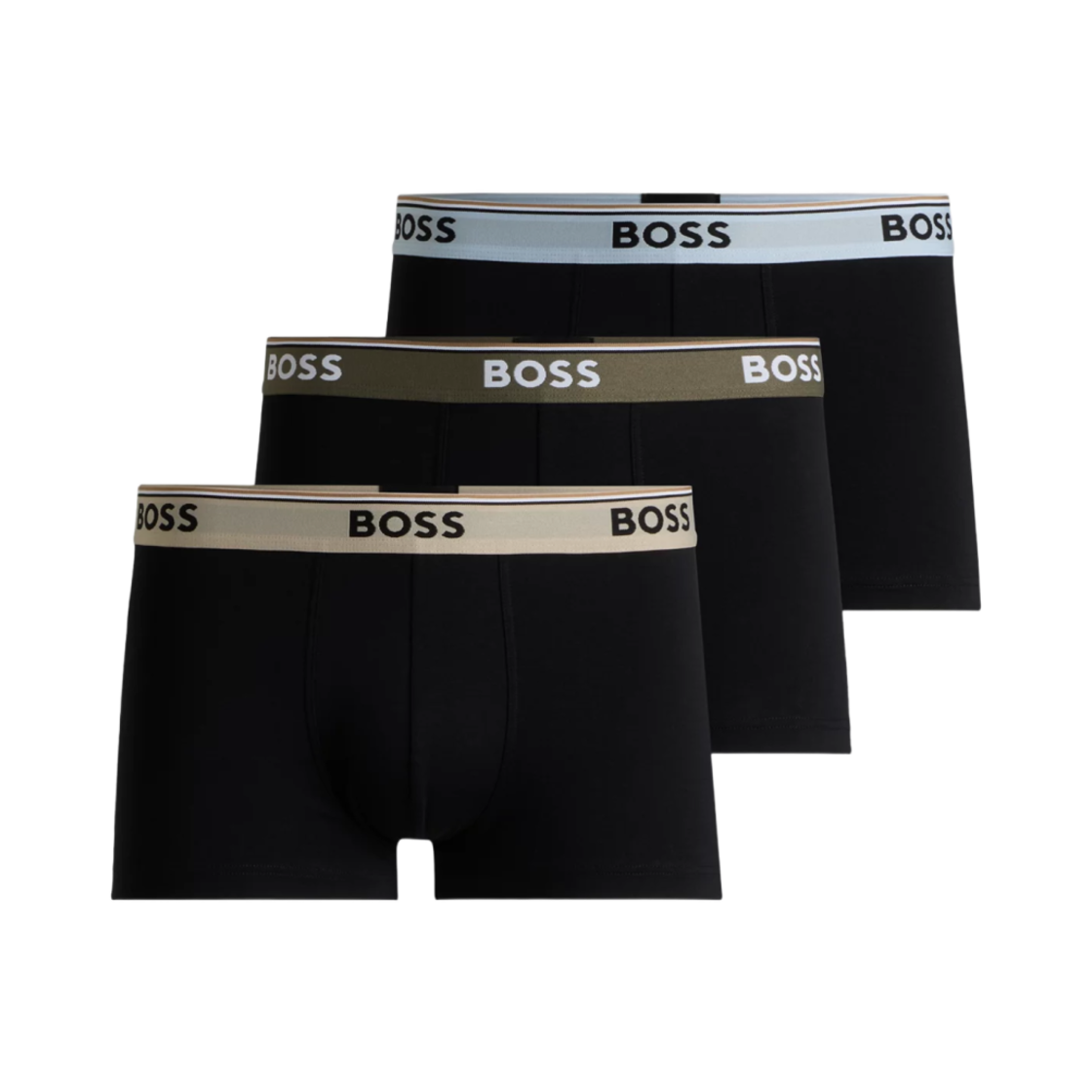 50531684-975 Hugo Boss Waistband Stretch Cotton Trunks with Logo Black (3 Pack)