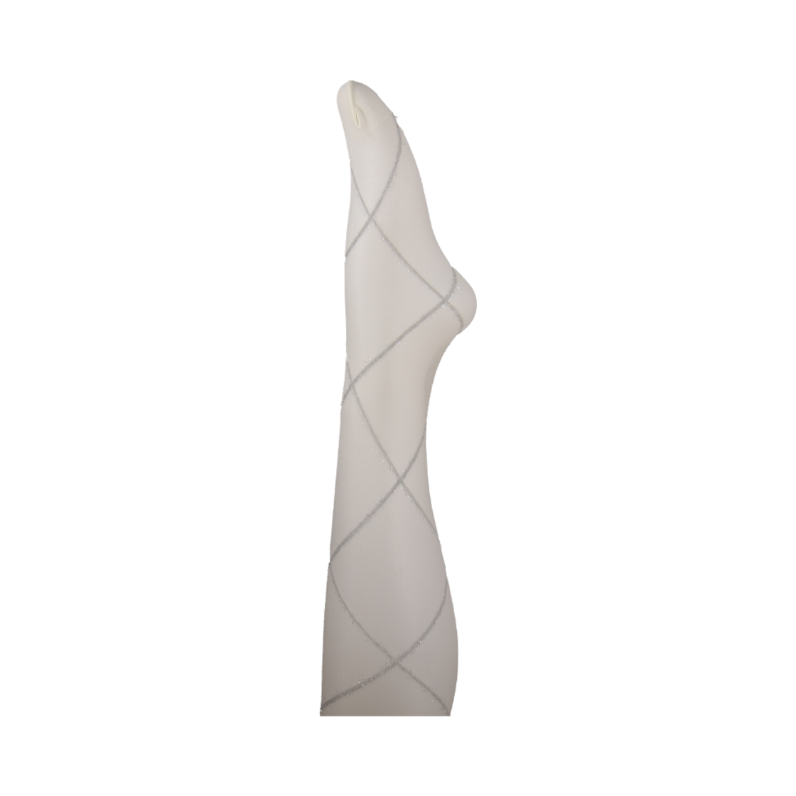L0000103 Onnitella Glittery Cross Line Tights White Silver