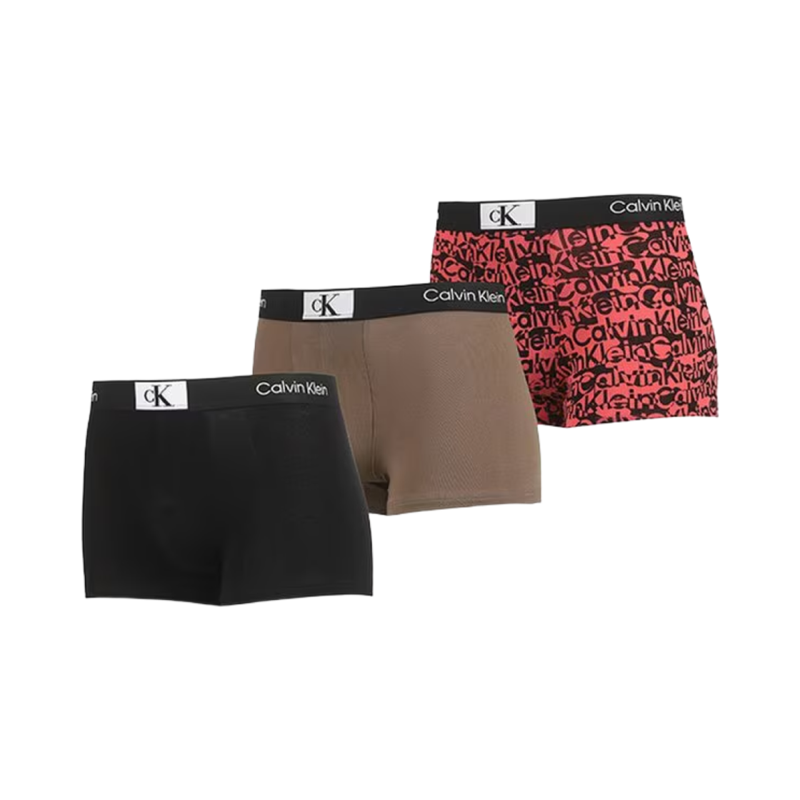 B3528EN26 Calvin Klein 96 3-pack Trunk Black Coral Brown