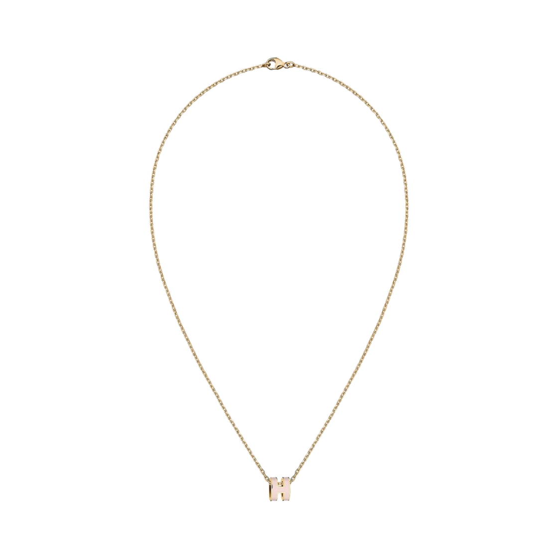 H147992F85 (W) Hermes Mini Pop H Pendant Gold & Rose Dragee