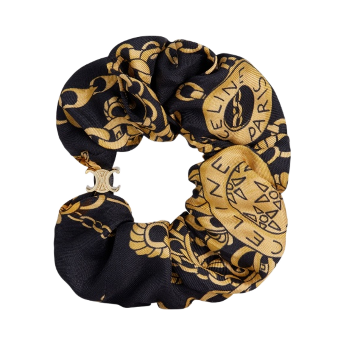 (W) 셀린느 스크런치 브래스 골드 피니쉬 사틴 체인 브레이슬릿 골드 블랙((W) Celine Scrunchy Chain Bracelet in Brass with Gold Finish and Satin Gold Black) - 1