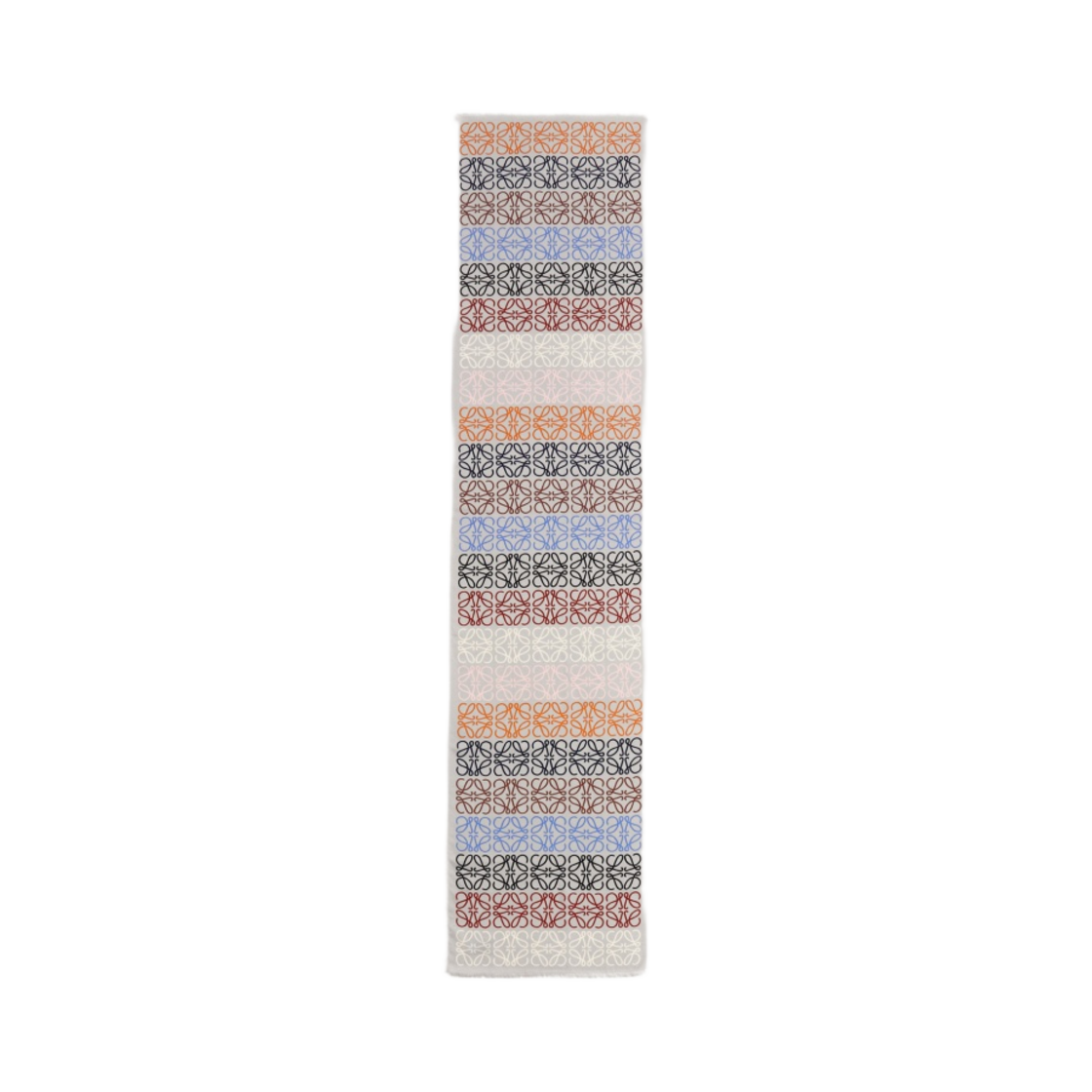 로에베 아나그램 라인 스카프 인 울 실크 앤 캐시미어 라이트 그레이 멀티컬러(Loewe Anagram Lines Scarf In Wool Silk and Cashmere Light Grey Multicolor)