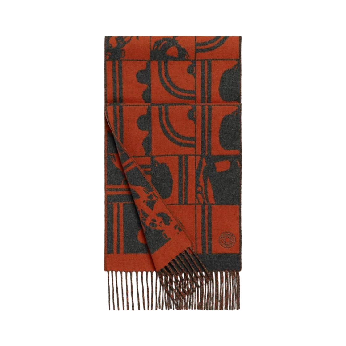에르메스 브라이드 드 갈라 앙 데조르드 머플러 오랑쥬 앙트라시트(Hermes Brides de Gala en Desordre Muffler Orange Anthracite) - 1
