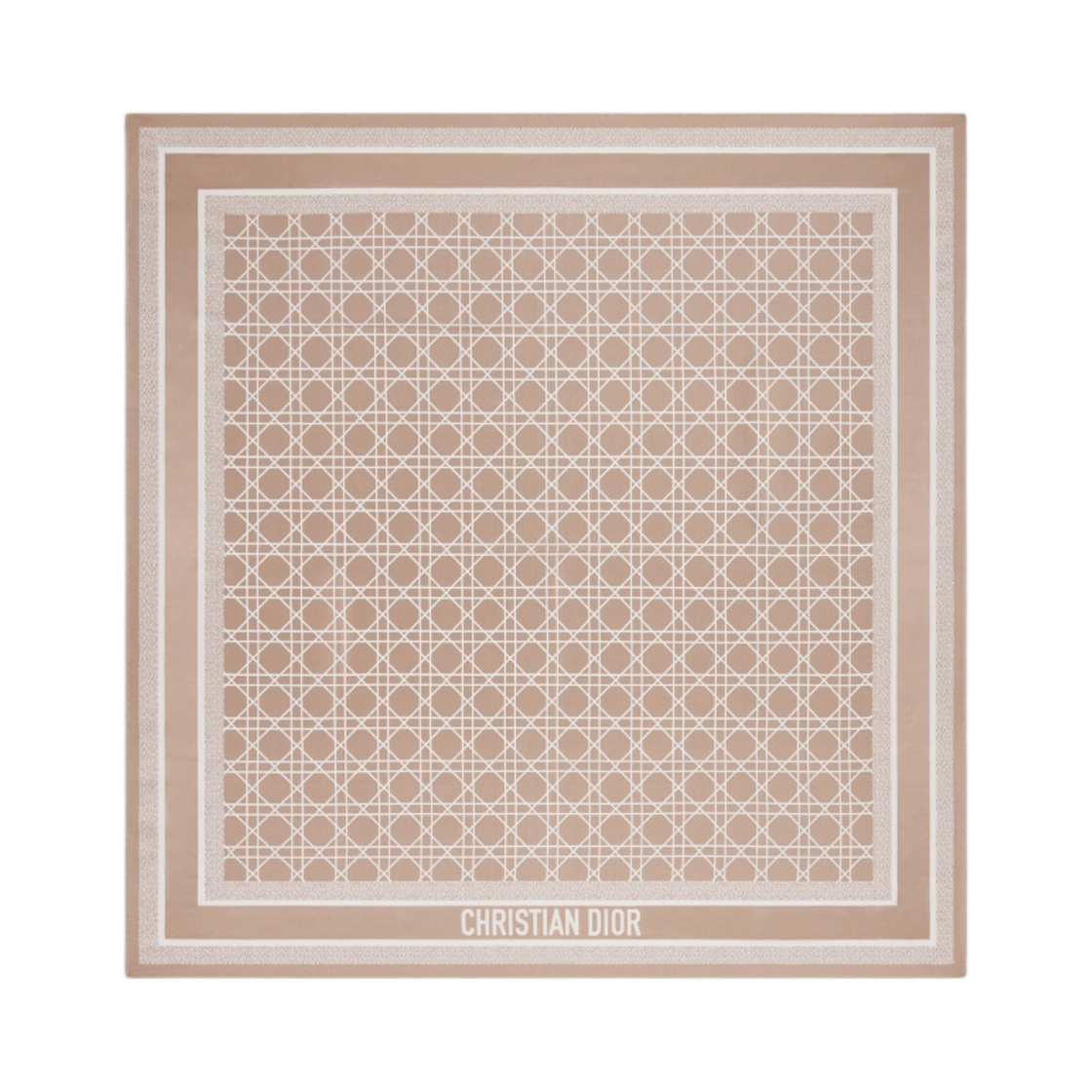 35CAN090I607-C420 (W) Dior Cannage 90 Square Scarf Ivory Roses Vents Silk Twill