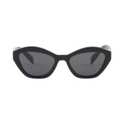 (W) Prada Logo sunglasses Slate Grey Lenses Black Acetate Alternative Fit