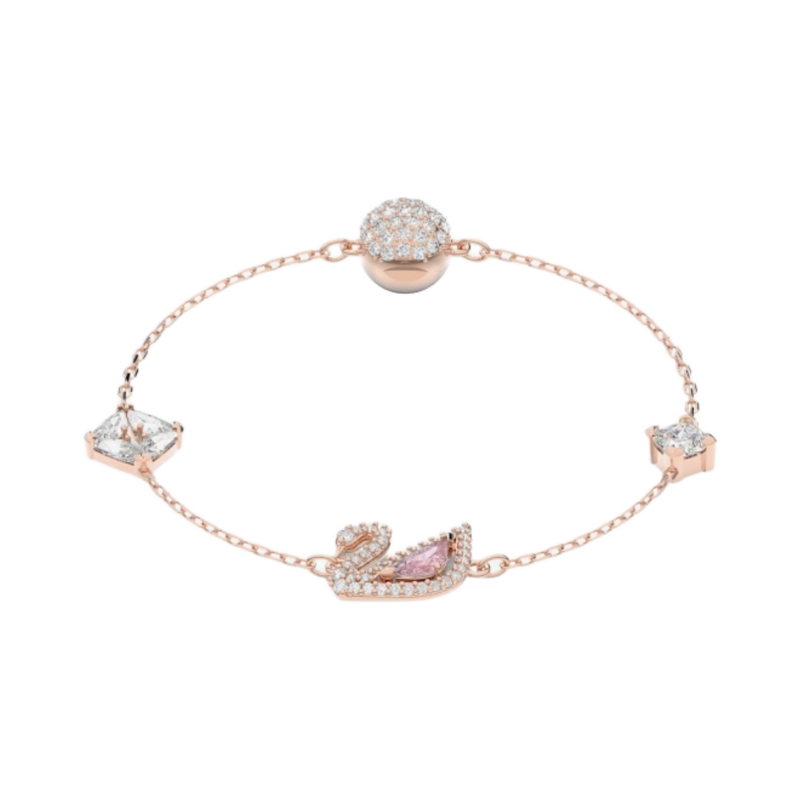 (W) 스와로브스키 다즐링 스완 브레이슬릿 핑크 로즈 골드 플래팅((W) Swarovski Dazzling Swan Bracelet Pink Rose Gold Plated)