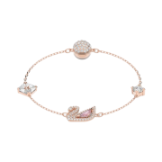 (W) Swarovski Dazzling Swan Bracelet Pink Rose Gold Plated