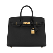Hermes Birkin 25 Bag Sellier Epsom & Gold Noir