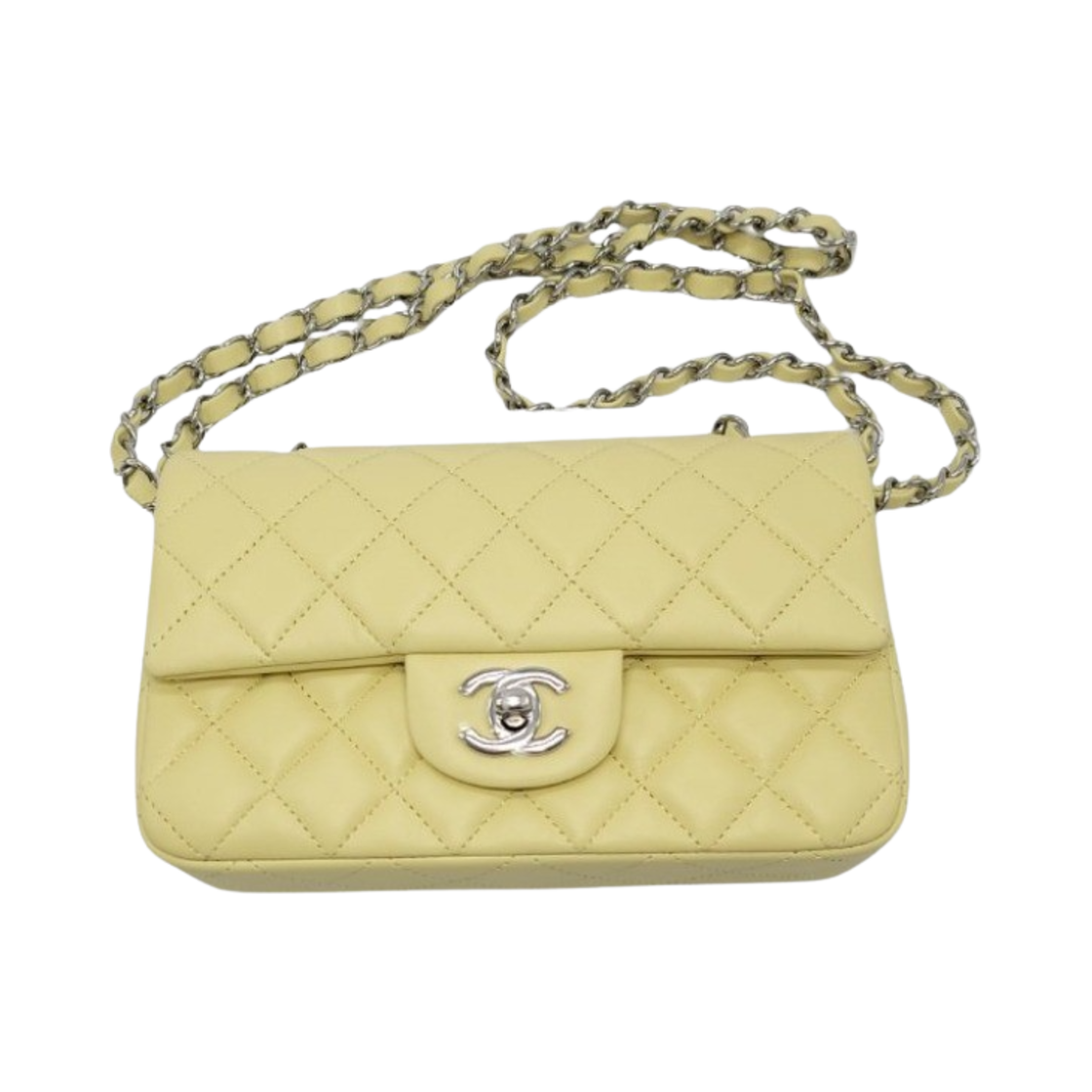 샤넬 미니 플랩백 램스킨 & 실버 메탈 옐로우(Chanel Mini Flap Bag Lambskin & Silver Yellow) - 1