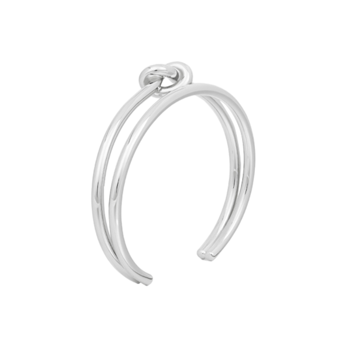 461FV6SBR-36SI (W) Celine Knot Double Cuff in Brass with Rhodium Finish Silver