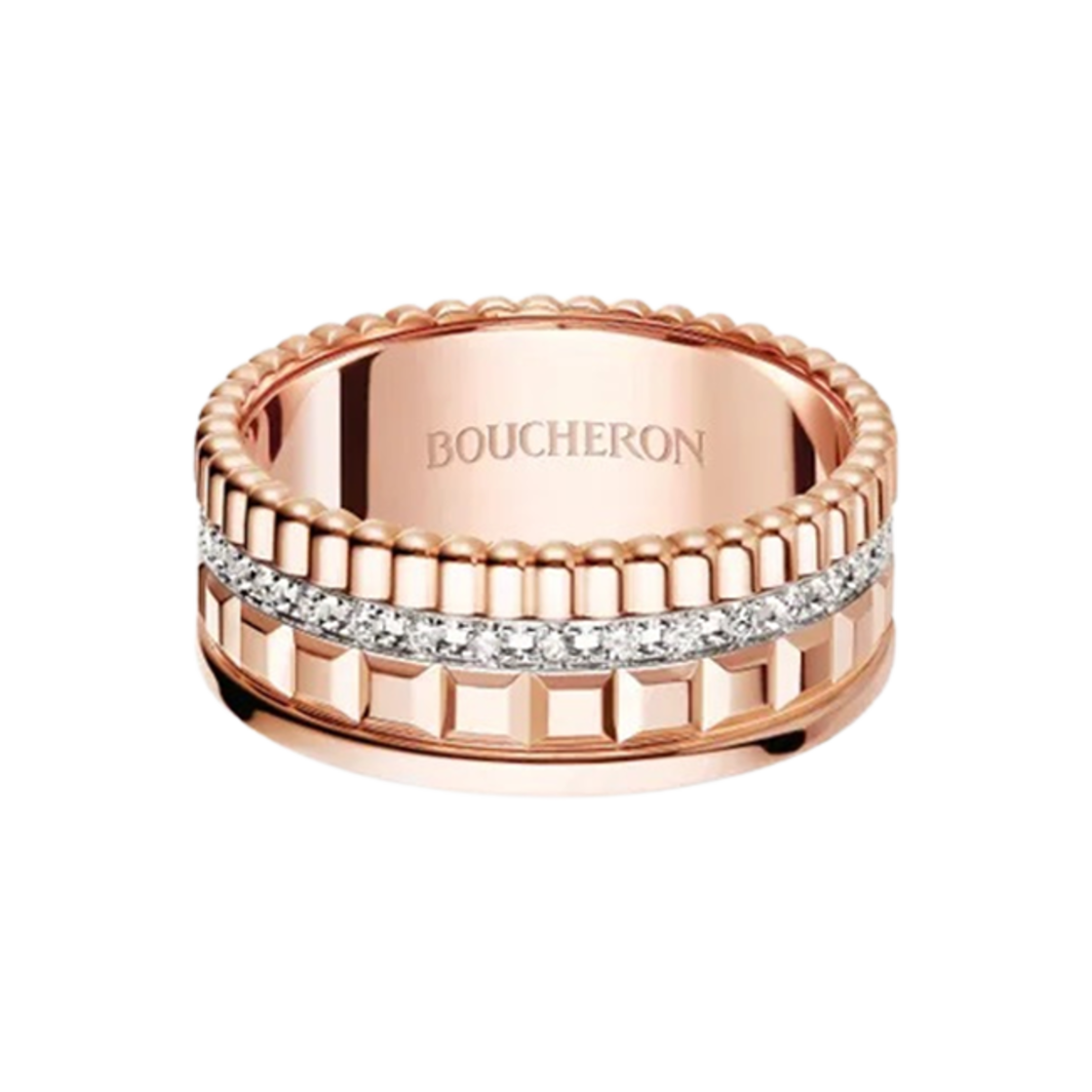 부쉐론 콰트로 레디언트 에디션 스몰 링 18K 핑크 골드 화이트 골드 다이아몬드(Boucheron Quatre Radiant Edition Small Ring 18K Pink Gold White Gold Diamond)