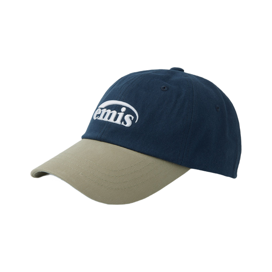 이미스 뉴 로고 믹스 볼캡 베이지 네이비(Emis New Logo Mix Ball Cap Beige Navy)