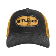 Stussy Low Pro Trucker Cut-Out Leather Snapback Honey