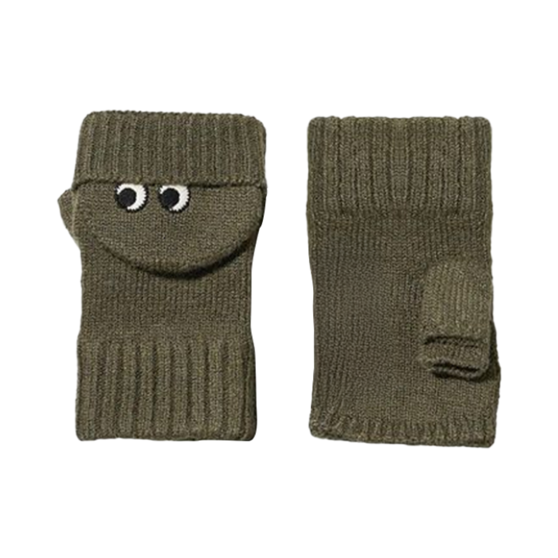 유니클로 x 안야 힌드마치 히트텍 니트 미튼 올리브