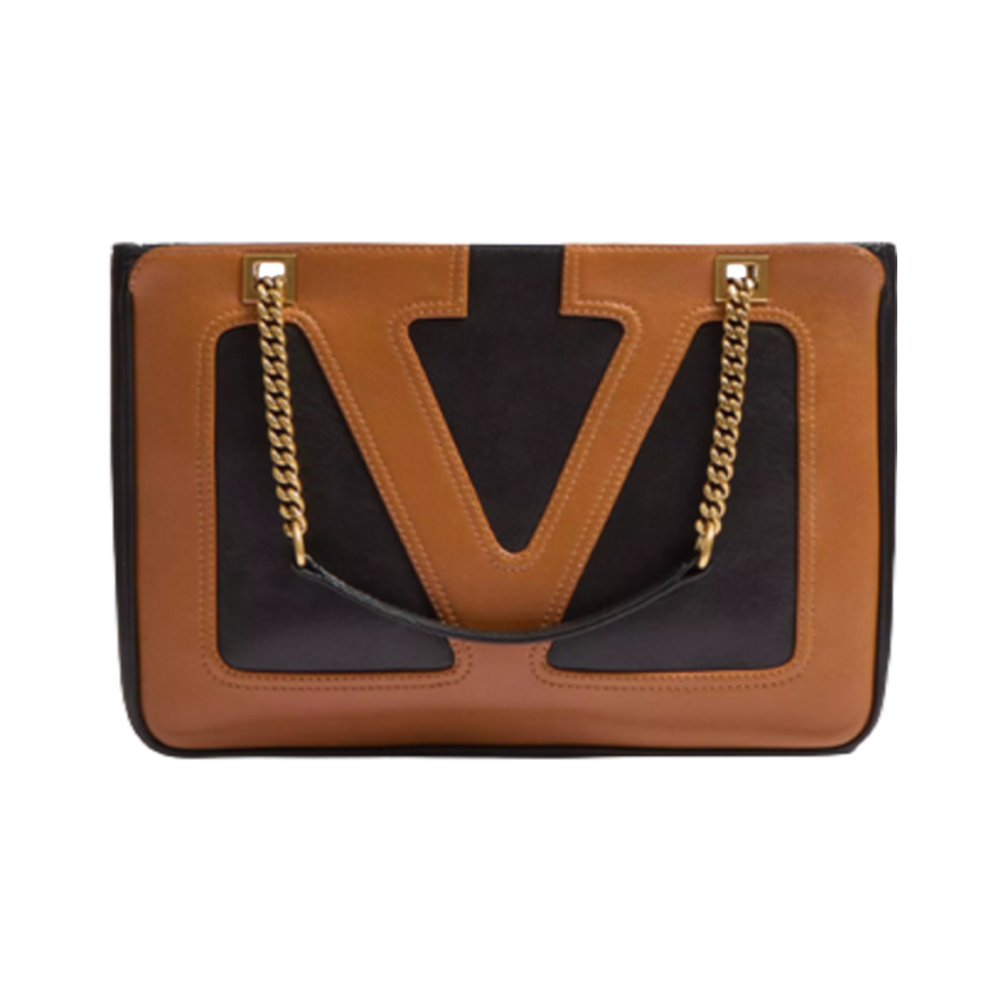 발렌티노 비바 슈퍼스타 나파 레더 스몰 쇼핑백 블랙 브라운(Valentino Viva Superstar Small Nappa Leather Shopping Bag Black Brown) - 1