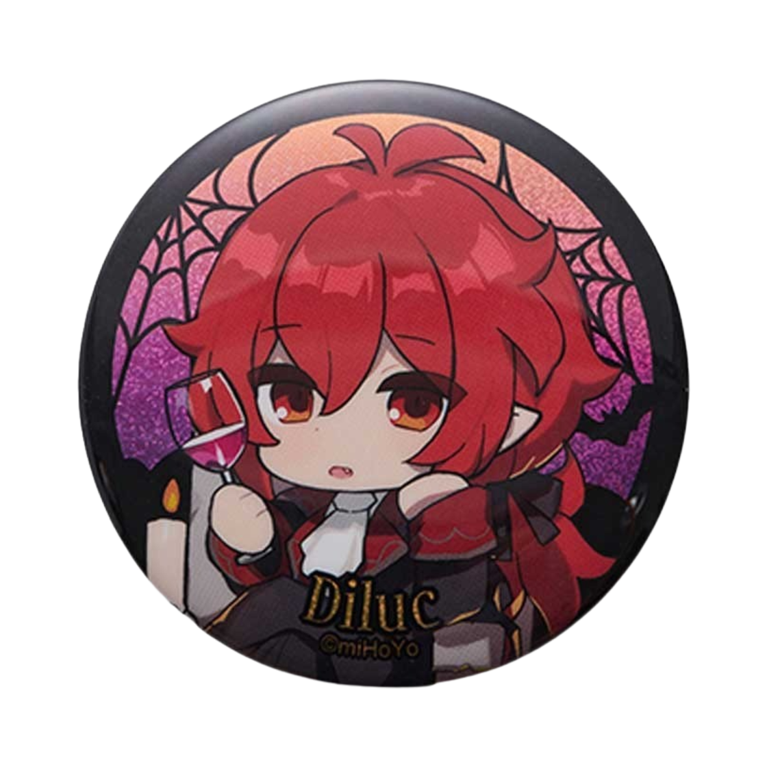 6974696614183 Genshin Badge Halloween Theme Chibi Character Diluc