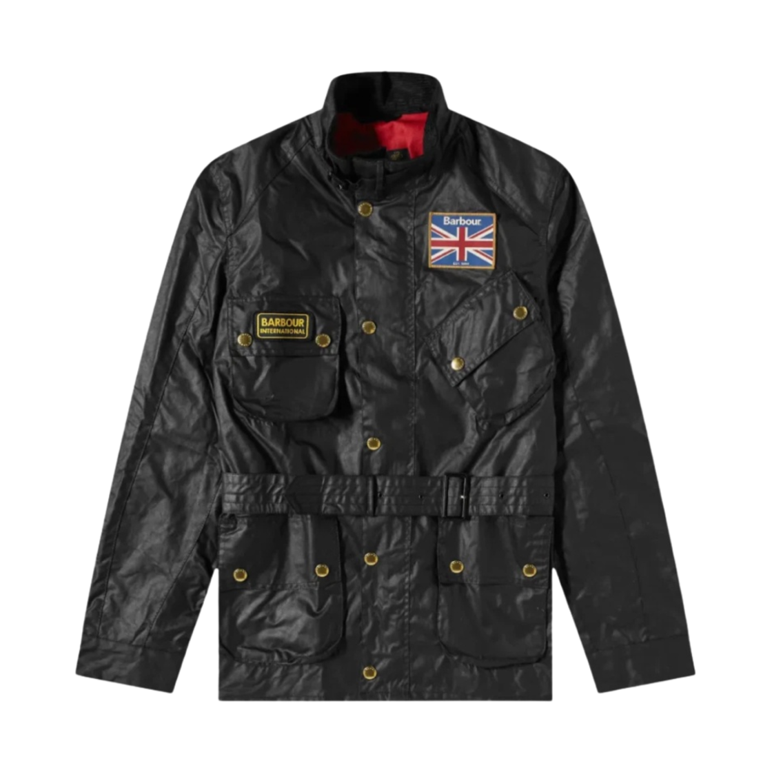 MWX0068BK91 Barbour International Union Jack Wax Jacket Black
