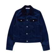 The Museum Visitor Corduroy Suede Trucker Jacket Navy