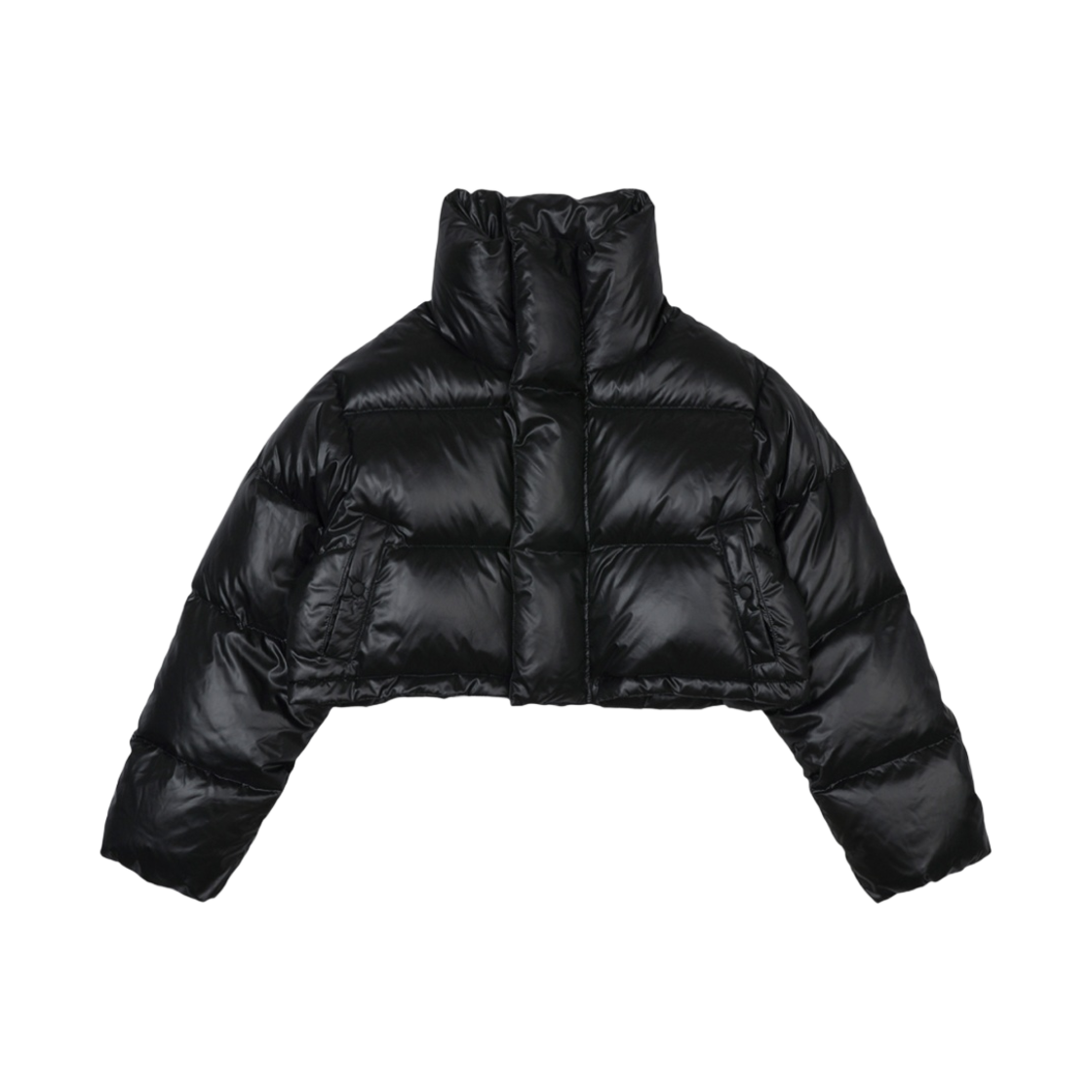- Leey Embroidered Crop Puffer Jacket Black